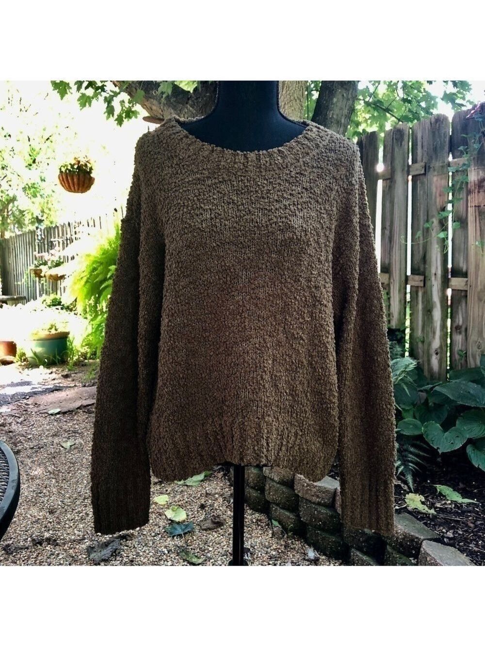Social Standard by Sanctuary Women's Dusty Olive Tan Popcorn Knit Sweater Size M